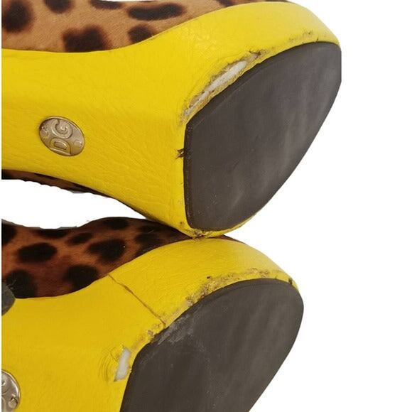 DOLCE & GABBANA Cheetah Platform Heels Yellow Trim Stilettos Size 8.5 - Picture 10 of 10